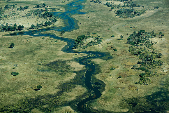 Flying into Okavango Delta